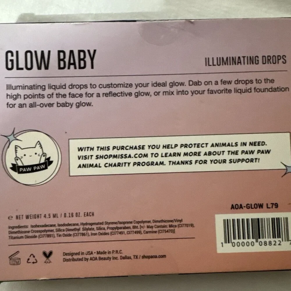 AOA Studio Glow Baby Liquid Highlighter Cruelty-Free 5-Piece Set Glow L79 New